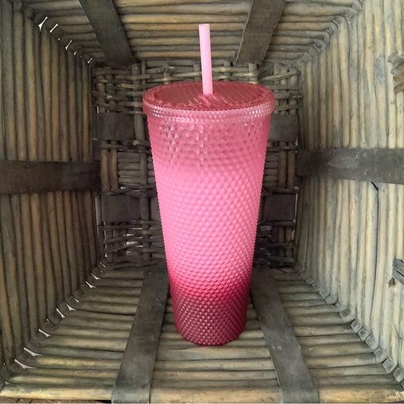 Starbucks 2022 Holiday Waxberry Blush Pink Ombre Studded Venti Tumbler 24 oz NEW - Picture 4 of 4